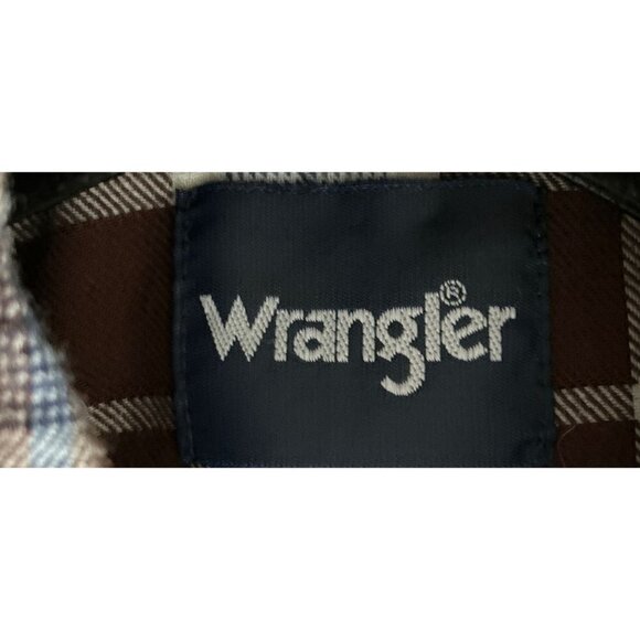WRANGLER Cotton Fleece Shirt Snap Button-up Long Sleeve Front Pockets - Picture 7 of 9